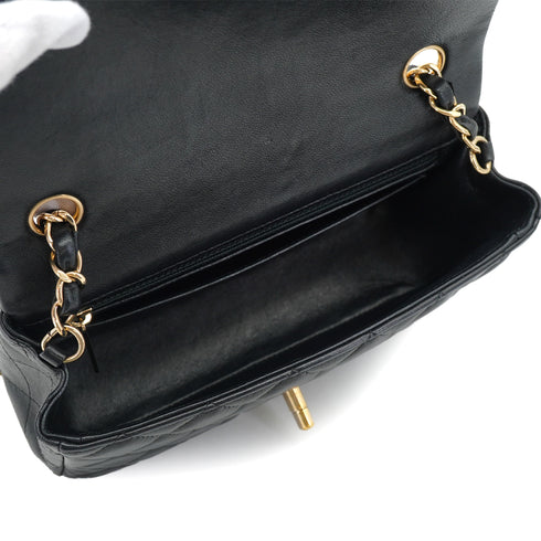 CHANEL MINI MATELASSE CHAIN SHOULDER BAG BALCK LAMB SKIN GOLD HARDWARE 90331415