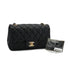 CHANEL MINI MATELASSE CHAIN SHOULDER BAG BALCK LAMB SKIN GOLD HARDWARE 90331415