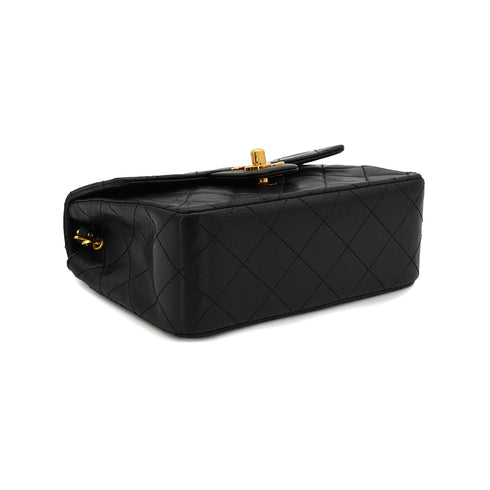 VINTAGE CHANEL MINI SQUARE 17 CHAIN SHOULDER BAG BLACK LAMB SKIN GOLD HARDWARE 90334163