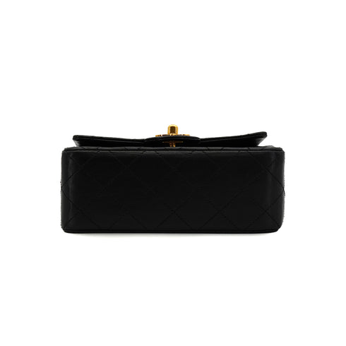 VINTAGE CHANEL MINI SQUARE 17 CHAIN SHOULDER BAG BLACK LAMB SKIN GOLD HARDWARE 90334163