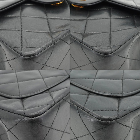 VINTAGE CHANEL MINI SQUARE 17 CHAIN SHOULDER BAG BLACK LAMB SKIN GOLD HARDWARE 90334163