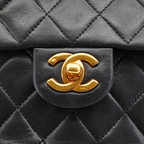 VINTAGE CHANEL MINI SQUARE 17 CHAIN SHOULDER BAG BLACK LAMB SKIN GOLD HARDWARE 90334163