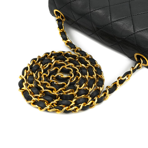 VINTAGE CHANEL MINI SQUARE 17 CHAIN SHOULDER BAG BLACK LAMB SKIN GOLD HARDWARE 90334163