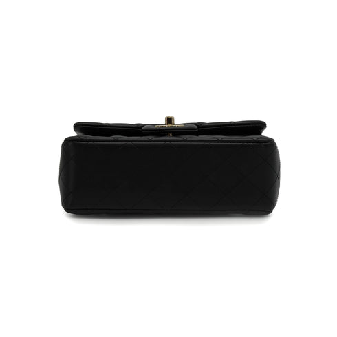 CHANEL MINI MATELASSE CHAIN SHOULDER BAG BLACK LAMB SKIN GOLD HARDWARE 90341439