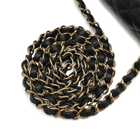 CHANEL MINI MATELASSE CHAIN SHOULDER BAG BLACK LAMB SKIN GOLD HARDWARE 90341439