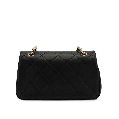 CHANEL MINI MATELASSE CHAIN SHOULDER BAG BLACK LAMB SKIN GOLD HARDWARE 90341846
