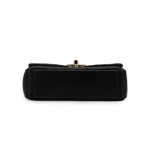 CHANEL MINI MATELASSE CHAIN SHOULDER BAG BLACK LAMB SKIN GOLD HARDWARE 90341846