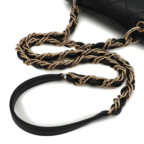 CHANEL MINI MATELASSE CHAIN SHOULDER BAG BLACK LAMB SKIN GOLD HARDWARE 90341846