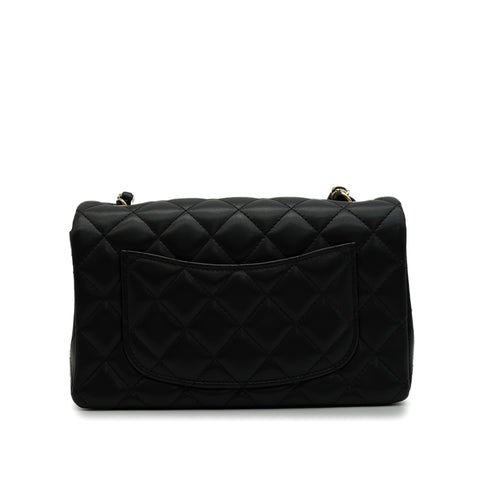 CHANEL MINI MATELASSE CHAIN SHOULDER BAG BLACK LAMB SKIN GOLD HARDWARE 90346109