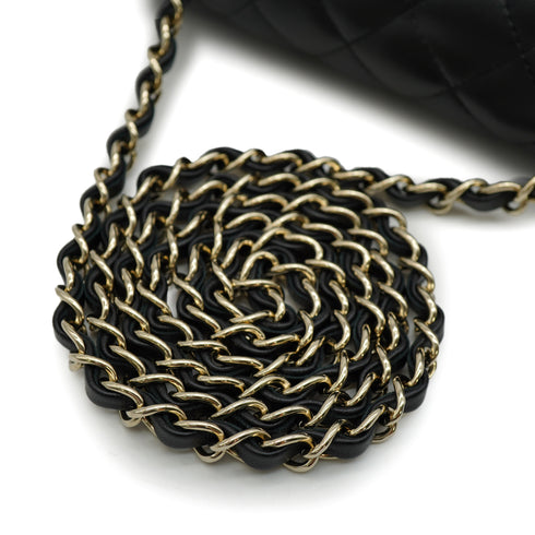 CHANEL MINI MATELASSE CHAIN SHOULDER BAG BLACK LAMB SKIN GOLD HARDWARE 90346109