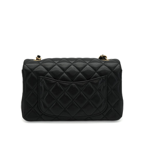 CHANEL MINI MATELASSE CHAIN SHOULDER BAG BLACK LAMB SKIN GOLD HARDWARE 90348519