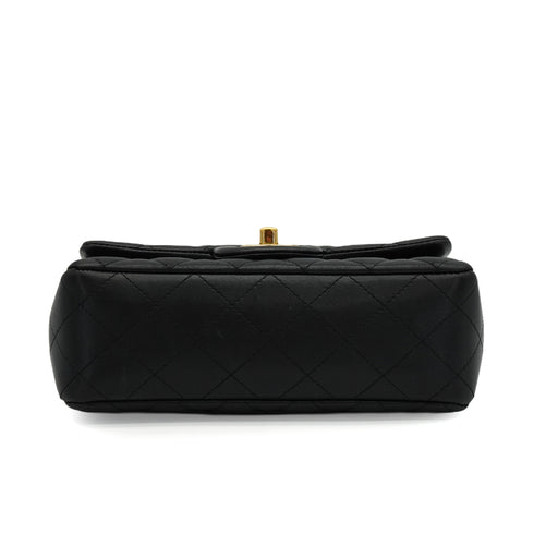 CHANEL MINI MATELASSE CHAIN SHOULDER BAG BLACK LAMB SKIN GOLD HARDWARE 90348519