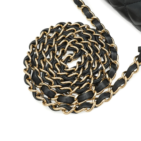 CHANEL MINI MATELASSE CHAIN SHOULDER BAG BLACK LAMB SKIN GOLD HARDWARE 90348519