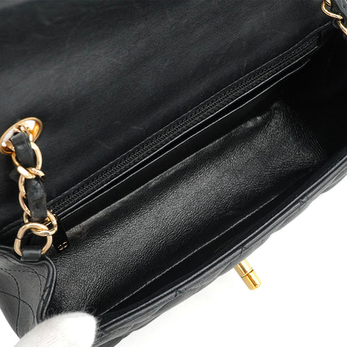CHANEL MINI MATELASSE CHAIN SHOULDER BAG BLACK LAMB SKIN GOLD HARDWARE 90348519