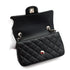 CHANEL MINI MATELASSE CHAIN SHOULDER BAG BLACK LAMB SKIN SILVER HARDWARE 90342422