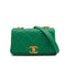 CHANEL MINI MATELASSE CHAIN SHOULDER BAG GREEN LAMB SKIN GOLD HARDWARE 90350412