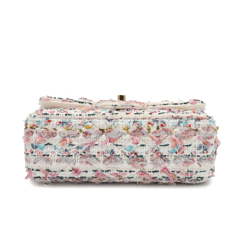 CHANEL MINI MATELASSE CHAIN SHOULDER BAG MULTICOLOR TWEED GOLD HARDWARE 90335836