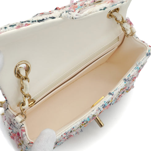 CHANEL MINI MATELASSE CHAIN SHOULDER BAG MULTICOLOR TWEED GOLD HARDWARE 90335836