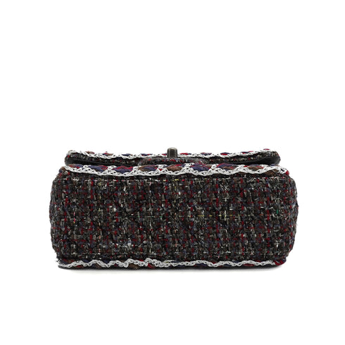 CHANEL MINI MATELASSE CHAIN SHOULDER BAG MULTICOLOR TWEED SILVER HARDWARE 90349390