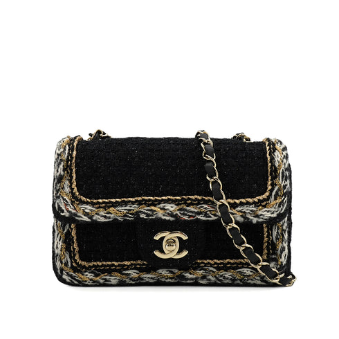 CHANEL MINI MATELASSE CHAIN SHOULDER BAG MULTICOLOR TWEED SILVER HARDWARE 90346981