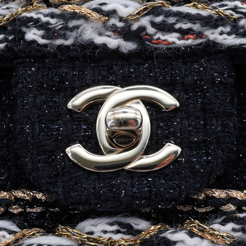 CHANEL MINI MATELASSE CHAIN SHOULDER BAG MULTICOLOR TWEED SILVER HARDWARE 90346981
