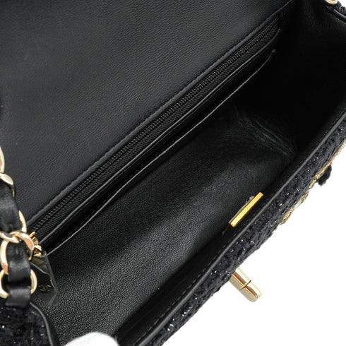 CHANEL MINI MATELASSE CHAIN SHOULDER BAG MULTICOLOR TWEED SILVER HARDWARE 90346981