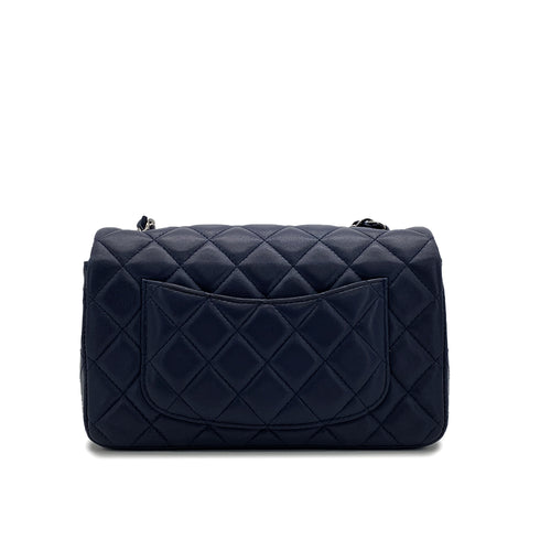 CHANEL MINI MATELASSE CHAIN SHOULDER BAG NAVY LAMB SKIN GUNMETAL HARDWARE 90327402