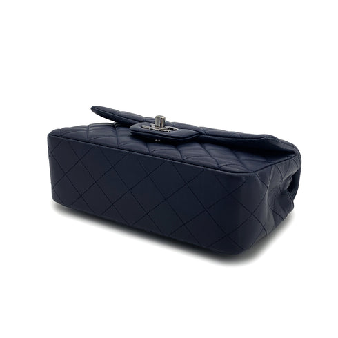 CHANEL MINI MATELASSE CHAIN SHOULDER BAG NAVY LAMB SKIN GUNMETAL HARDWARE 90327402