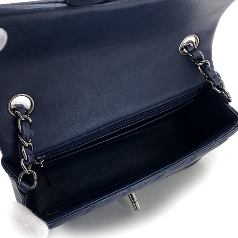 CHANEL MINI MATELASSE CHAIN SHOULDER BAG NAVY LAMB SKIN GUNMETAL HARDWARE 90327402