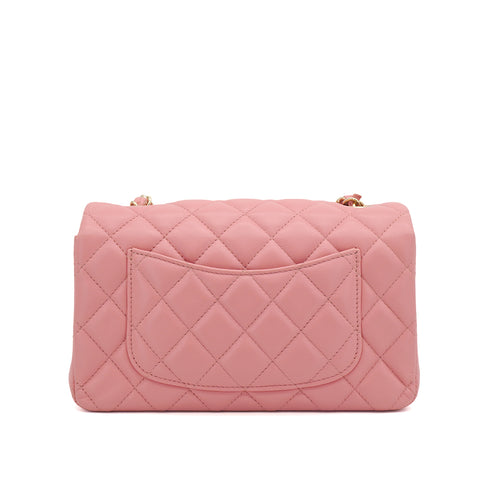 CHANEL MINI MATELASSE CHAIN SHOULDER BAG PINK LAMB SKIN GOLD HARDWARE 90331399
