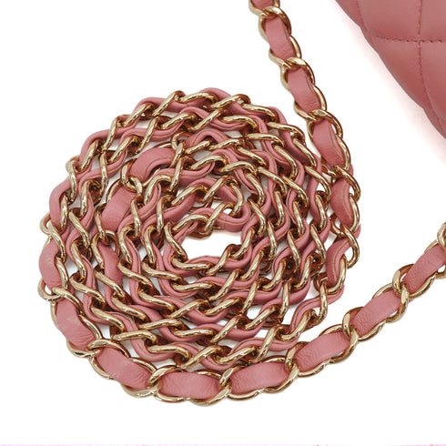 CHANEL MINI MATELASSE CHAIN SHOULDER BAG PINK LAMB SKIN GOLD HARDWARE 90331399