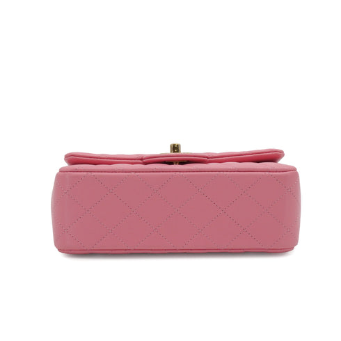 CHANEL MINI MATELASSE CHAIN SHOULDER BAG PINK LAMB SKIN GOLD HARDWARE 90341450