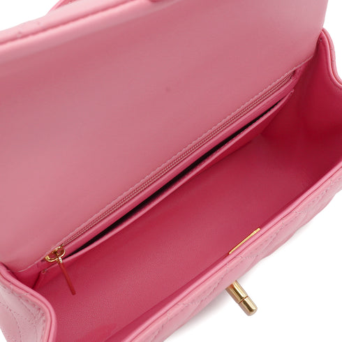 CHANEL MINI MATELASSE CHAIN SHOULDER BAG PINK LAMB SKIN GOLD HARDWARE 90341450