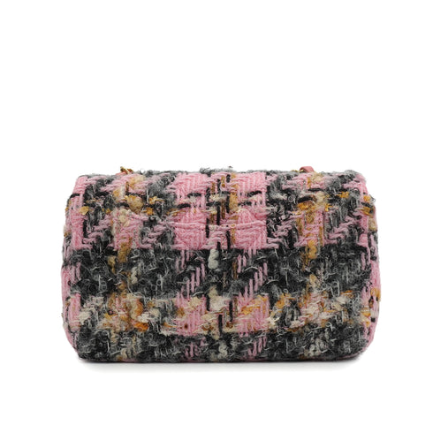 CHANEL MINI MATELASSE CHAIN SHOULDER BAG PINK TWEED GOLD HARDWARE 90344452