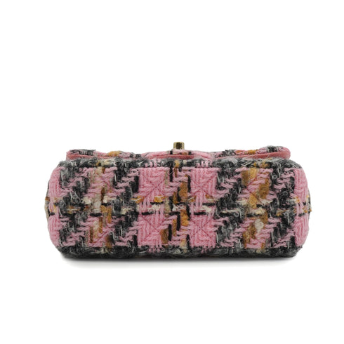 CHANEL MINI MATELASSE CHAIN SHOULDER BAG PINK TWEED GOLD HARDWARE 90344452