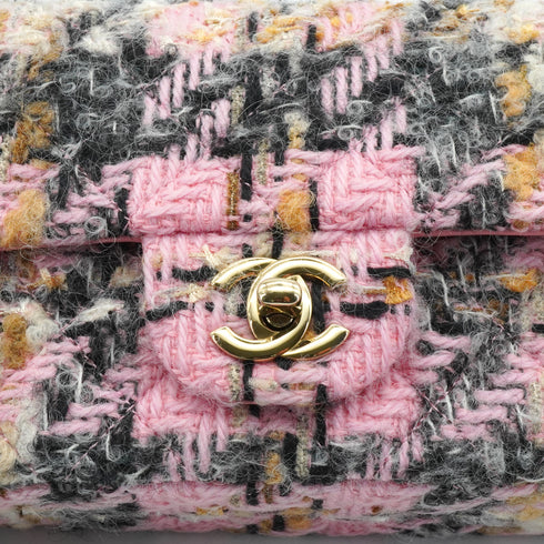 CHANEL MINI MATELASSE CHAIN SHOULDER BAG PINK TWEED GOLD HARDWARE 90344452