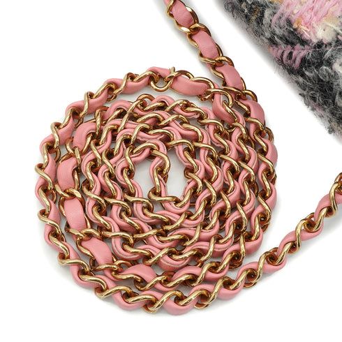 CHANEL MINI MATELASSE CHAIN SHOULDER BAG PINK TWEED GOLD HARDWARE 90344452