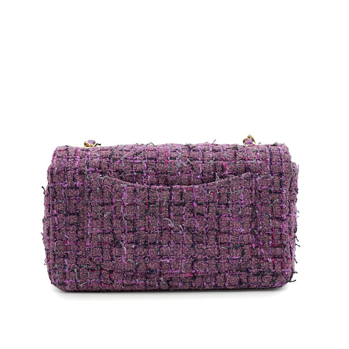CHANEL MINI MATELASSE CHAIN SHOULDER BAG PURPLE MULTICOLOR TWEED GOLD HARDWARE 90347831