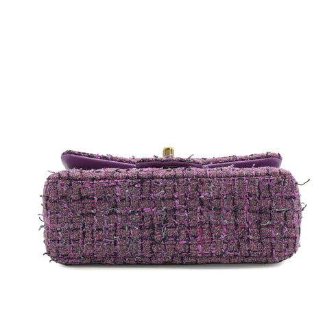CHANEL MINI MATELASSE CHAIN SHOULDER BAG PURPLE MULTICOLOR TWEED GOLD HARDWARE 90347831
