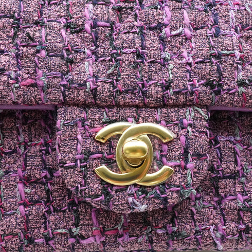 CHANEL MINI MATELASSE CHAIN SHOULDER BAG PURPLE MULTICOLOR TWEED GOLD HARDWARE 90347831