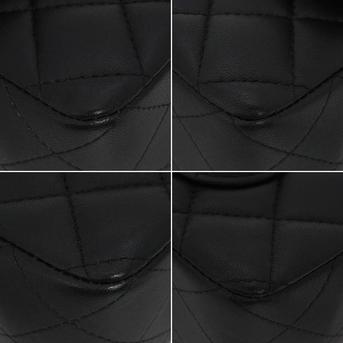 CHANEL MINI MATELASSE CHAIN SHOULDER HAND BAG BLACK PINK LAMB SKIN SILVER HARDWARE 90343621