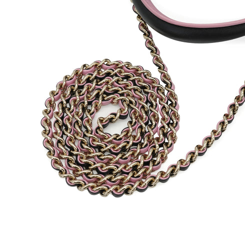 CHANEL MINI MATELASSE CHAIN SHOULDER HAND BAG BLACK PINK LAMB SKIN SILVER HARDWARE 90343621