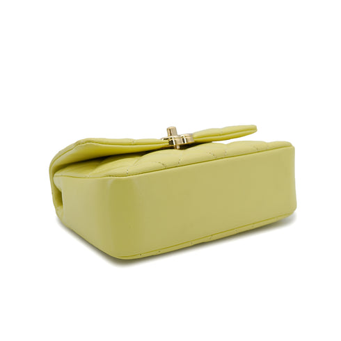CHANEL MINI MATELASSE CHAIN SHOULDER HAND BAG LIGHT YELLOW LAMB SKIN 90332576