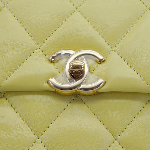 CHANEL MINI MATELASSE CHAIN SHOULDER HAND BAG LIGHT YELLOW LAMB SKIN 90332576