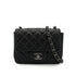 CHANEL MINI MATELASSE CHAIN SHUOLDER BAG BLACK LAMB SKIN SILVER HARDWARE 90331414