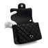 CHANEL MINI MATELASSE CHAIN SHUOLDER BAG BLACK LAMB SKIN SILVER HARDWARE 90331414