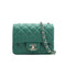 CHANEL MINI SQUARE 17 CHAIN SHUOLDER BAG GREEN LAMB SKIN SILVER HARDWARE 90334151