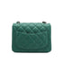 CHANEL MINI SQUARE 17 CHAIN SHUOLDER BAG GREEN LAMB SKIN SILVER HARDWARE 90334151