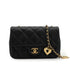 CHANEL MINI MATELASSE CHARM CHAIN SHOULDER BAG BLACK LAMB SKIN GOLD HARDWARE 90335606