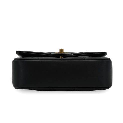 CHANEL MINI MATELASSE CHARM CHAIN SHOULDER BAG BLACK LAMB SKIN GOLD HARDWARE 90335606